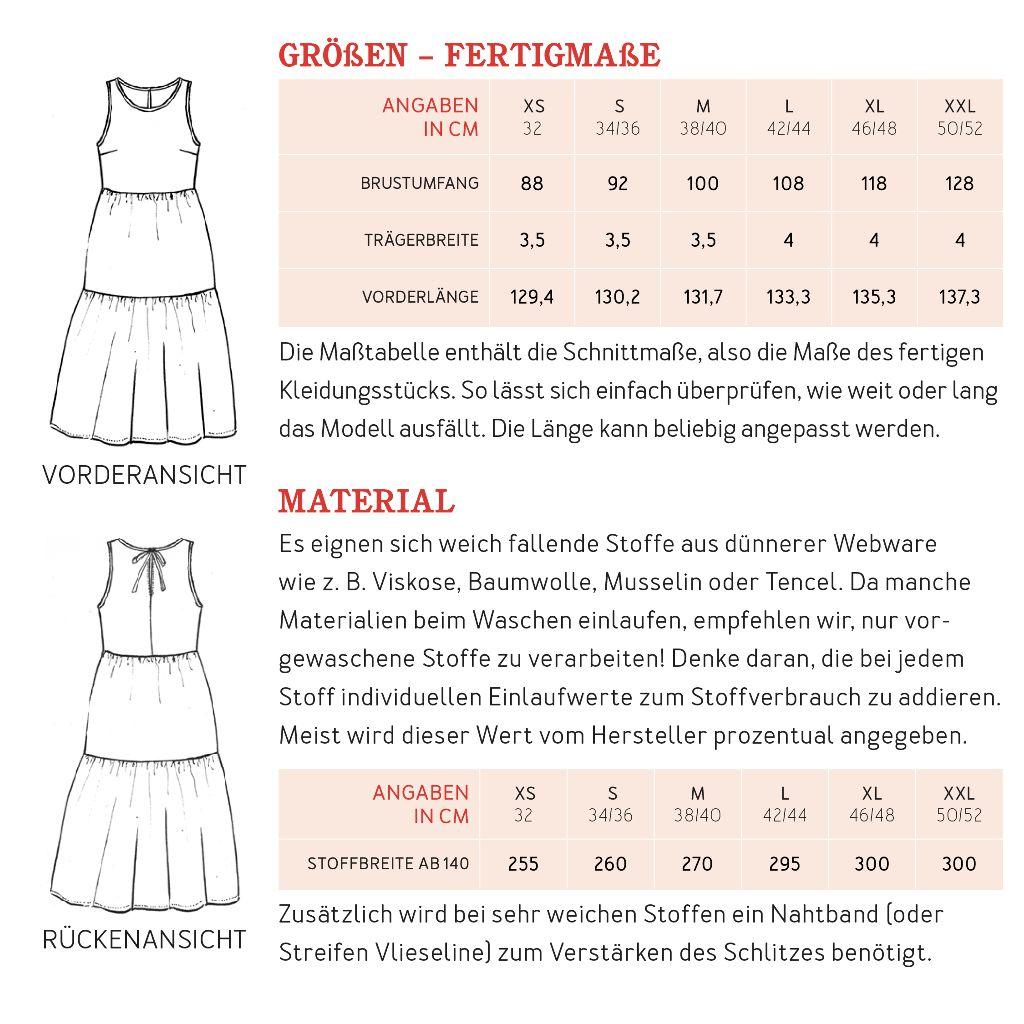 Papierschnittmuster Volantkleid Frau Claire XS-XXL